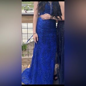 Royal blue long corset dress